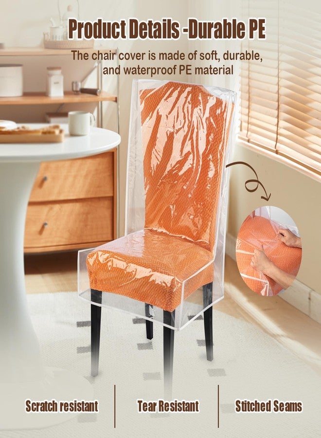 KIPHCA Dining Chair Covers, Waterproof Chair Covers - 4 Pack Clear Plastic Seat Chair Protector for Kitchen Keep Your Chair Away from Water Dust Stain and Pet Claws W/21 x D/18 Fits 16-23" (4) - Image 3
